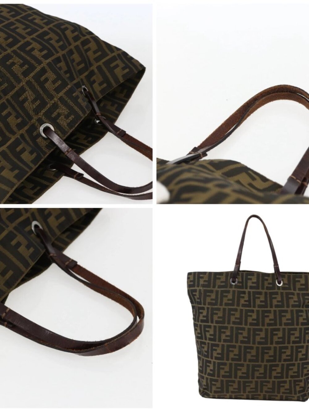 FENDI Zucca Canvas Tote Bag Brown Black Auth 173613 - Picture 8 of 10